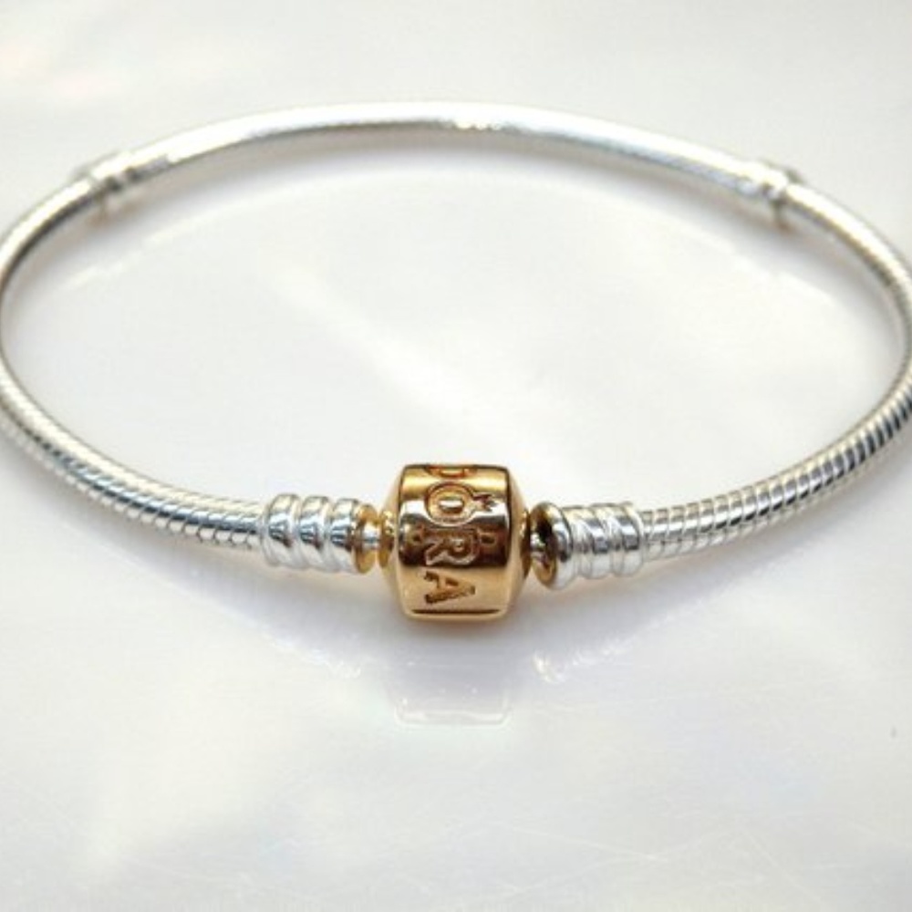 Genuine Pandora sterling silver bracelet 14k gold